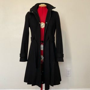 Calvin Klein Petit Tailored Collared Black Wool knee length Winter Coat Jacket
